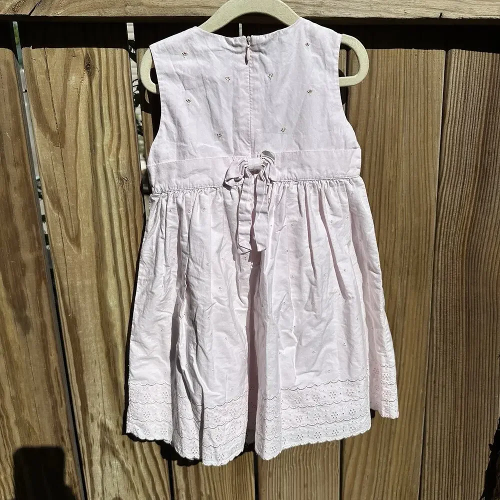 Vintage Gymboree Baby Girl Dress Size 3T Pink Embroidered Flowers‎ Eyelet